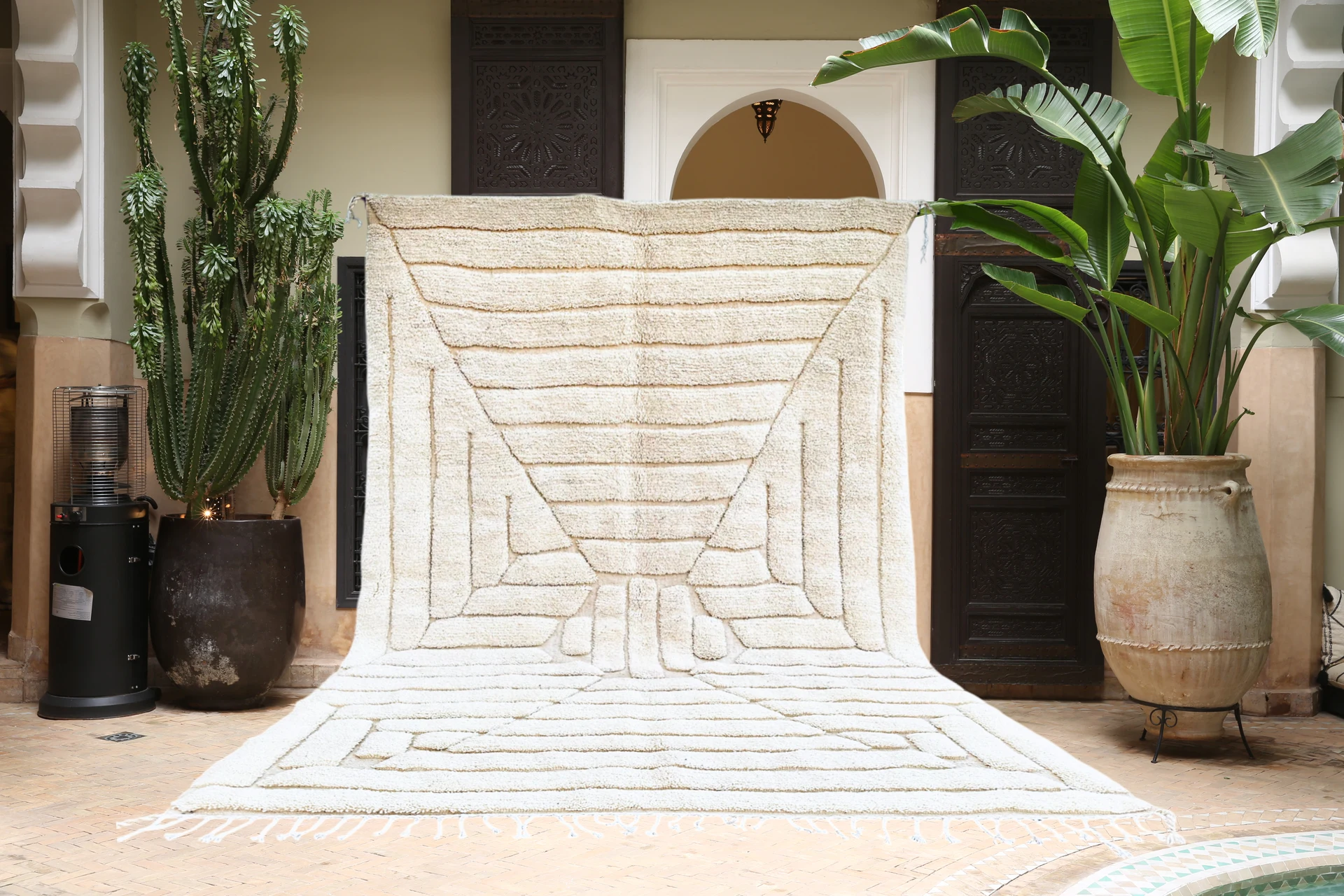 Ivory Labyrinth Beni Ourain &mdash; handmade Moroccan wool rug