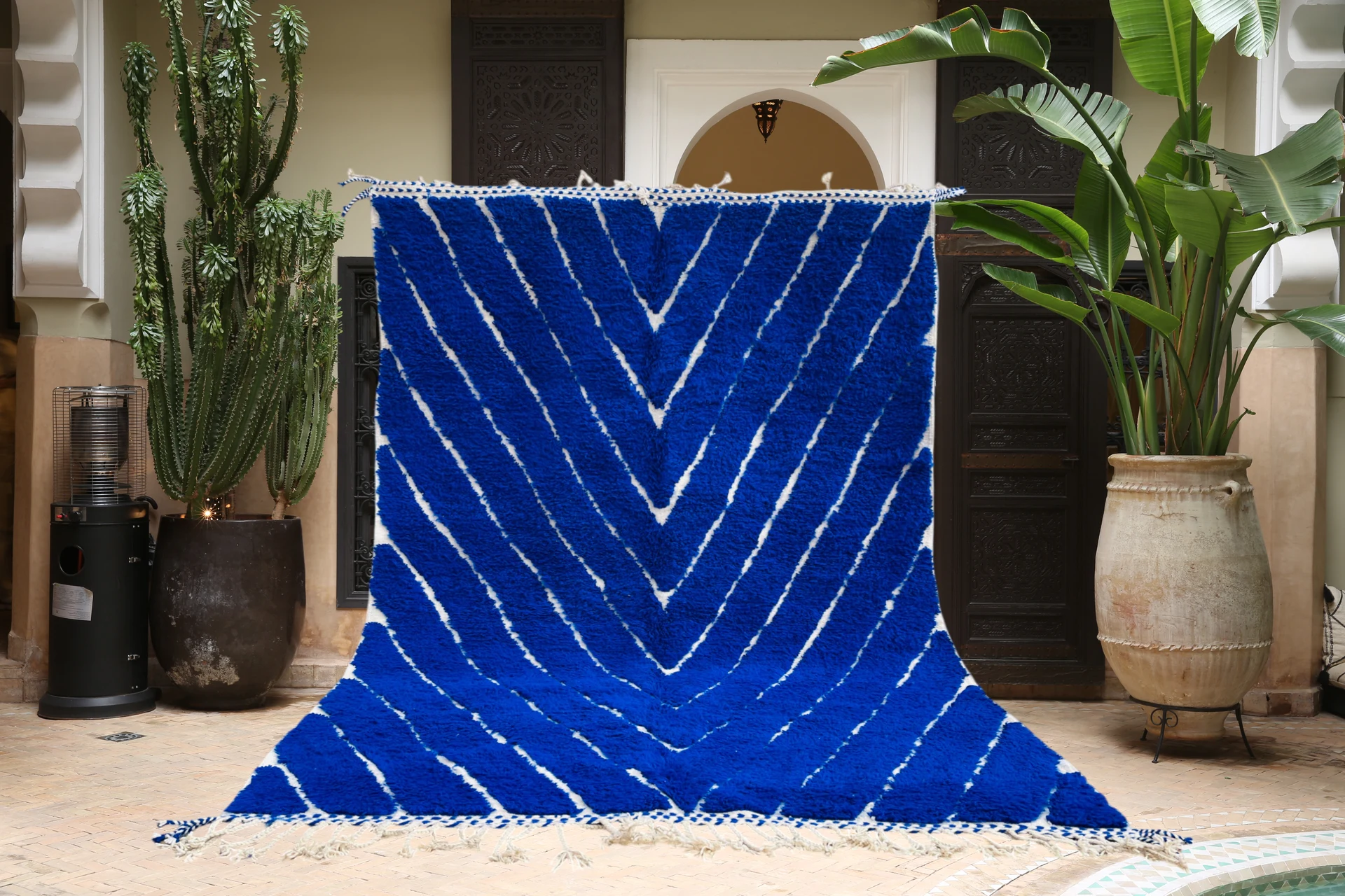 Royal Blue Chevron Berber &mdash; handmade Moroccan wool rug