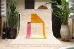 Ivory Ochre Pink Abstract Berber Rug