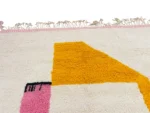 Ivory Ochre Pink Abstract Berber Rug - Image 12