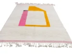 Ivory Ochre Pink Abstract Berber Rug - Image 2