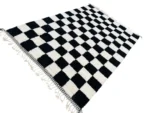 Black White Checkerboard Berber Rug - Image 3