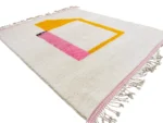 Ivory Ochre Pink Abstract Berber Rug - Image 3