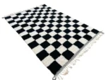 Black White Checkerboard Berber Rug - Image 4