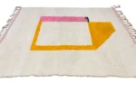 Ivory Ochre Pink Abstract Berber Rug - Image 4