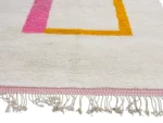 Ivory Ochre Pink Abstract Berber Rug - Image 7