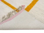 Ivory Ochre Pink Abstract Berber Rug - Image 8
