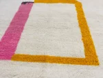 Ivory Ochre Pink Abstract Berber Rug - Image 9