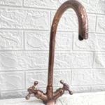 Copper Gooseneck Faucet with Engraved Design