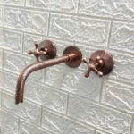 Engraved Copper Wall Mounted Faucet