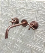Engraved Copper Wall Mounted Faucet