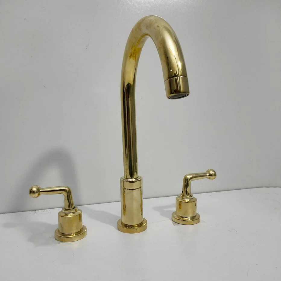 solid-brass-three-holes-faucet-with-lever-handle-brasspure-287980 Solid Brass Three Holes Faucet with Lever Handle - Image 1