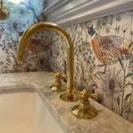 Unlacquered Brass Deck Mounted Bathroom Faucet