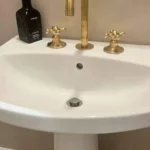 Unlacquered Brass Deck Mounted Bathroom Faucet - Image 3