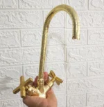 Unlacquered Brass Engraved Gooseneck Faucet - Image 2