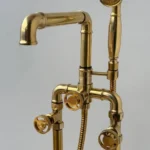 Unlacquered Brass Tub Filler Faucet With Wheel Handle