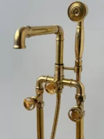 Unlacquered Brass Tub Filler Faucet With Wheel Handle