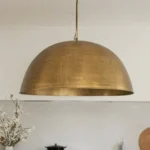 Unlacquered Brass Pendant Light, Round Brass Light Fixture