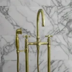 Unlacquered Brass Tub Faucet With Handheld