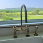 Antique Brass Bridge Kitchen Faucet