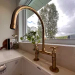 Antique Brass Bridge Kitchen Faucet - Image 3