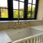 6-Inch Unlacquered Brass Bridge Kitchen Faucet - Image 2