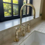 6-Inch Unlacquered Brass Bridge Kitchen Faucet