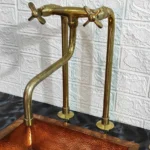 Antique Brass Kitchen Faucet With Long Legs - Image 3