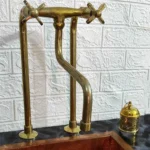 Antique Brass Kitchen Faucet With Long Legs - Image 4