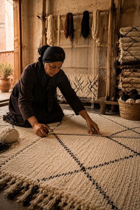 Custom Moroccan rug &mdash; hand-knotted to your size and palette