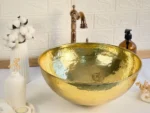 Hammered Brass Round Vessel Sink - Image 2