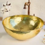 Hammered Brass Round Vessel Sink