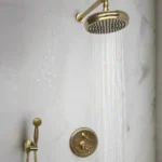 Unlacquered Brass Shower System With Adjustable ShowerHead