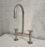 Solid Brass Bridge Faucet Nickel Matte Finish - Image 4