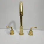 Solid Brass Three Holes Gooseneck Kitchen Faucet - Image 3