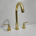 Solid Brass Three Holes Gooseneck Kitchen Faucet