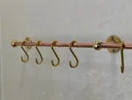 Unlacquered Brass Copper Pot Rail with S-Hooks - Image 2