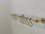 Unlacquered Brass Copper Pot Rail with S-Hooks