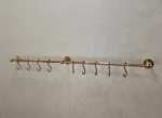 Unlacquered Brass Copper Pot Rail with S-Hooks - Image 3