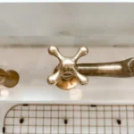 Unlacquered Brass Bridge Kitchen Faucet with Cross Handles - Image 2