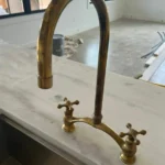 Unlacquered Brass Kitchen Faucet Bridge V
