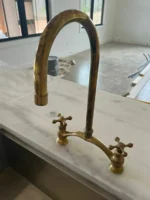 Unlacquered Brass Kitchen Faucet Bridge V