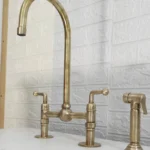 Unlacquered Brass Kitchen Faucet with Lever Handles