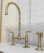 Unlacquered Brass Kitchen Faucet with Lever Handles