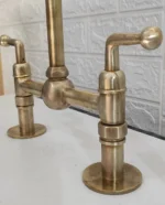 Unlacquered Brass Kitchen Faucet with Lever Handles - Image 2