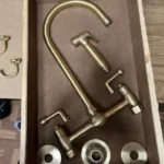 Unlacquered Brass Kitchen Faucet with Lever Handles - Image 4