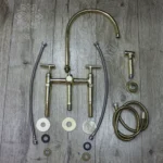 Unlacquered Brass Kitchen Faucet With Sprayer - Image 2