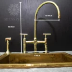 Unlacquered Brass Kitchen Faucet With Sprayer - Image 3