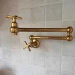 Unlacquered Brass Pot Filler with Flat Handles