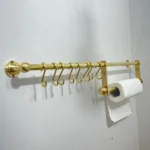 Unlacquered Brass Pot Rack with Tissue Holder